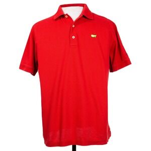 Augusta National Masters Mens L Red Solid‎ Logo Polo Shirt Cotton